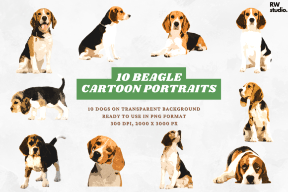 10 Beagle Cartoon Portraits Dog Breeds