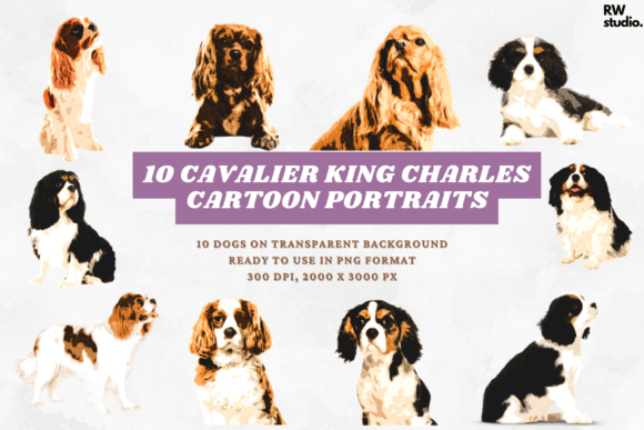 10 Cavalier King Charles Cartoon Portrait: A Versatile Digital Asset for Creative Projects
