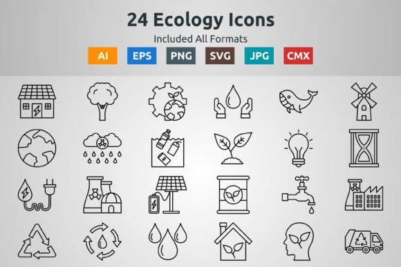 24 Ecology Outline Icons