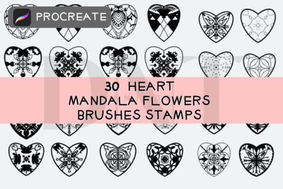 30 Heart Mandala Flowers Brushes Stamps: A Creative Powerhouse for Digital and Print Art