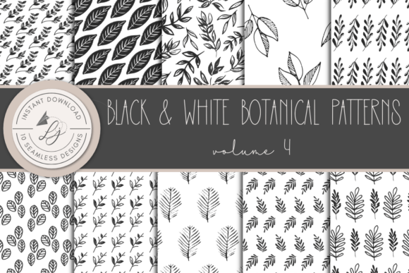Black and White Botanical Patterns for Creative Projects