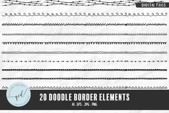 Doodle Border Elements 20 Variations: Enhancing Design Workflows with Versatile Clipart