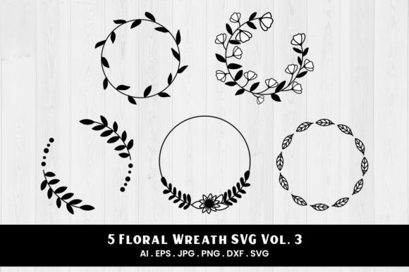 Floral Wreath SVG Vol. 3 5 Variations