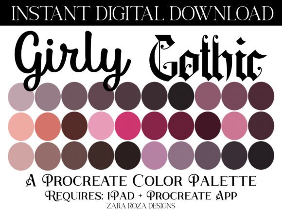Girly Gothic Procreate Color Palette – A Versatile Tool for Digital Artists and Creators