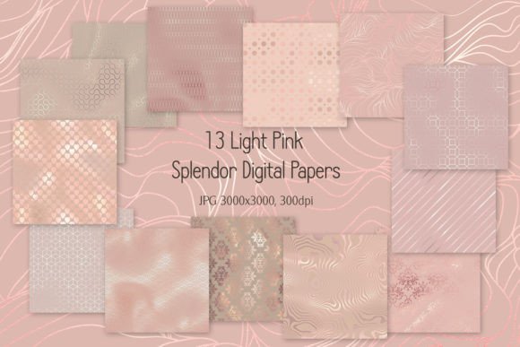 Set of 13 Light Pink Digital Papers for Creative and Professional Design Projects