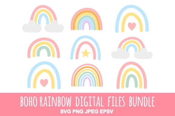 Set of Boho Rainbows: A Versatile Creative Resource for Modern Designers and Creators