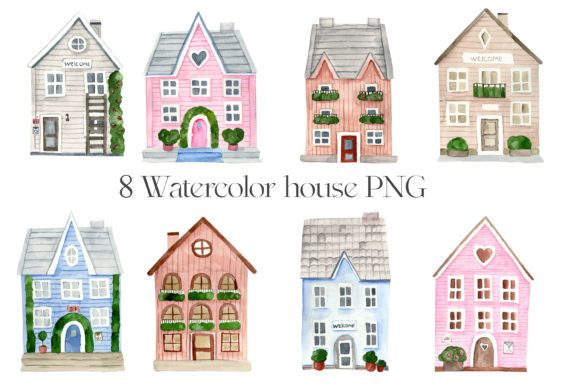 Watercolor House 8 Png for Creative and Professional Use